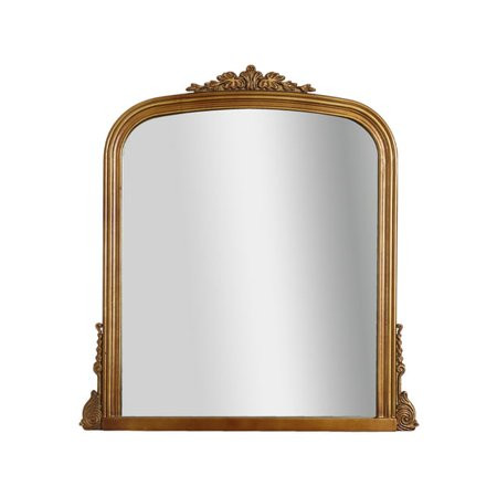 MENFISI Brushed Gold Wood Ornate Vintage-Inspired Decorative Accent Wall Mounted Rectangle Mirror -  | Walmart (US)