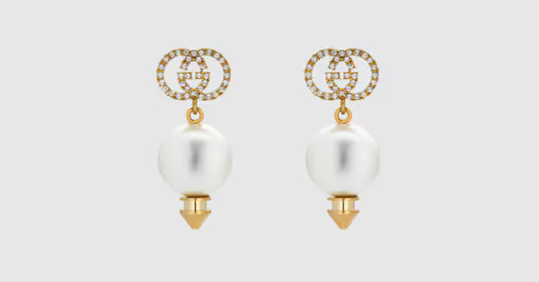 Interlocking G earrings with pearl | Gucci (US)