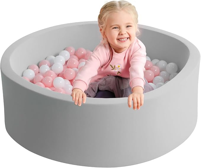 TRENDBOX Soft Memory Foam Ball Pit Sponge Indoor Round Ball Pit for Toddler Children - Light Gray | Amazon (US)