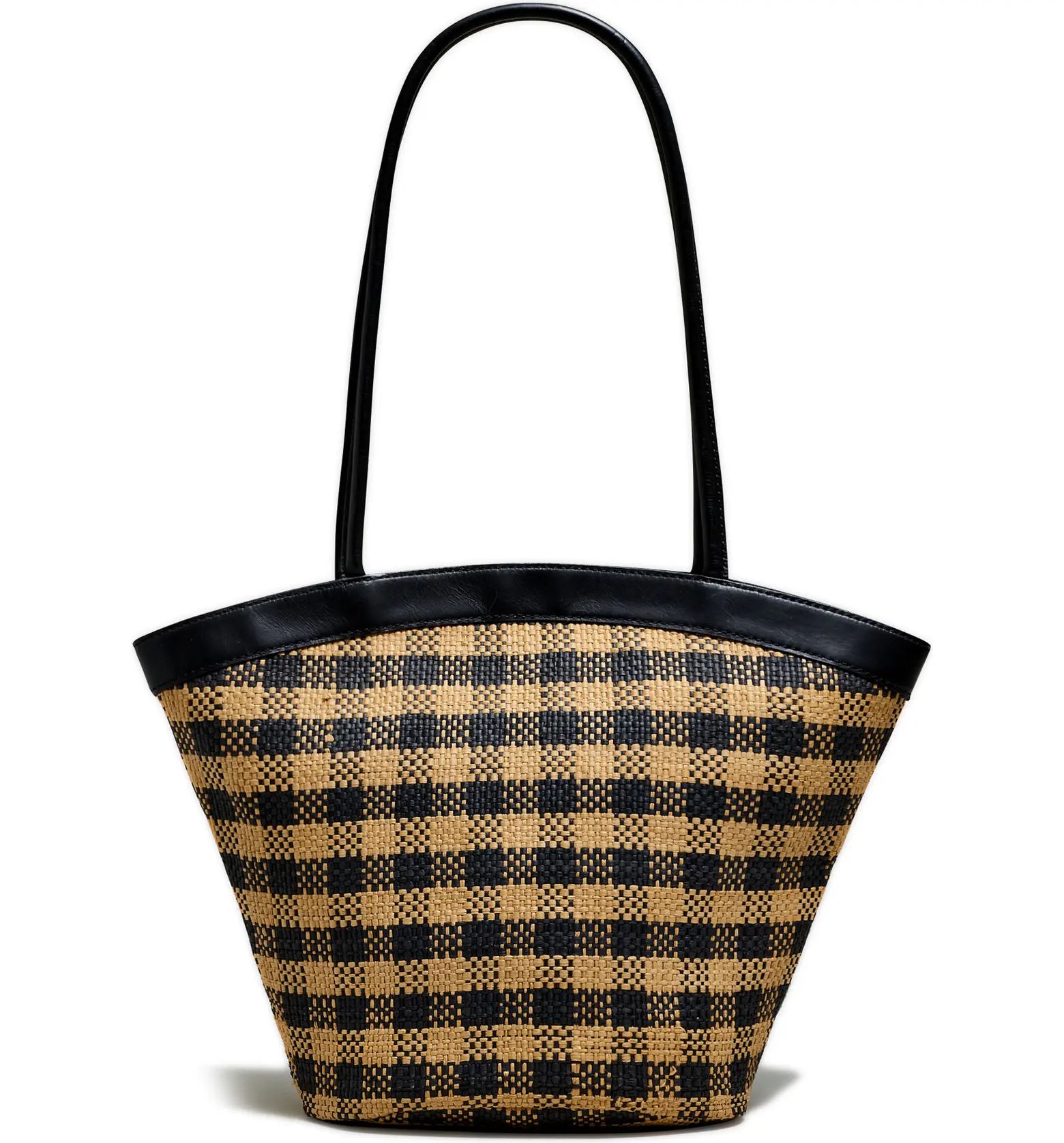 Market Check Woven Straw Basket Tote | Nordstrom