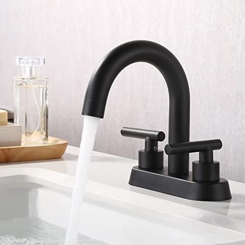 KES Matte Black Bathroom Faucet Modern 4 Inches Centerset Vanity Sink Faucet Brass, Sink Drain No... | Amazon (US)