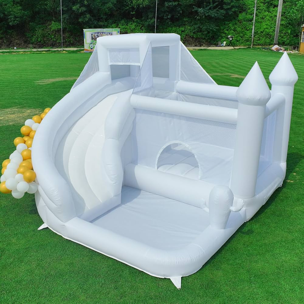 INFLANTTEBLE Casa di rimbalzo bianca gigante con scivolo e pozzo di palla, castello gonfiabile go... | Amazon (IT)