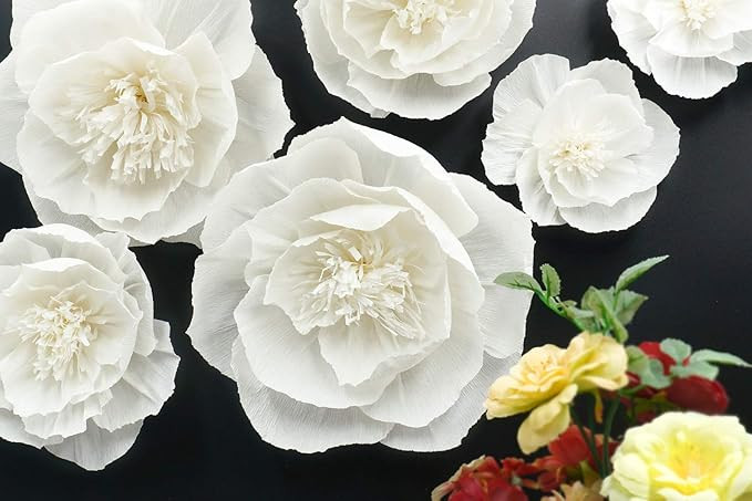 Letjolt White Paper Flower Decorations for Wall Birthday Party Backdrop Wedding Baby Shower Brida... | Amazon (US)