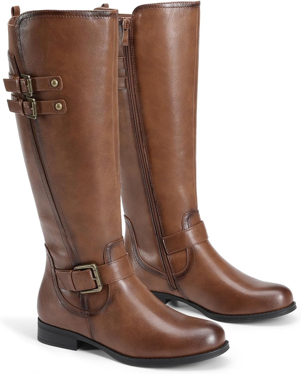 DREAM PAIRS Women's Knee High Riding Buckle Boots | Amazon (US)