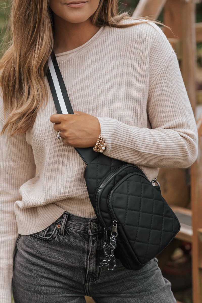 Black Ace Quilted Sling Backpack | Magnolia Boutique | Magnolia Boutique
