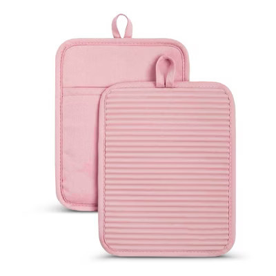 Cheer Collection Ribbed Soft Silicone Pot Holders 2-Pack – Non-Slip Grip and Easy to Clean Design in Pink | Target