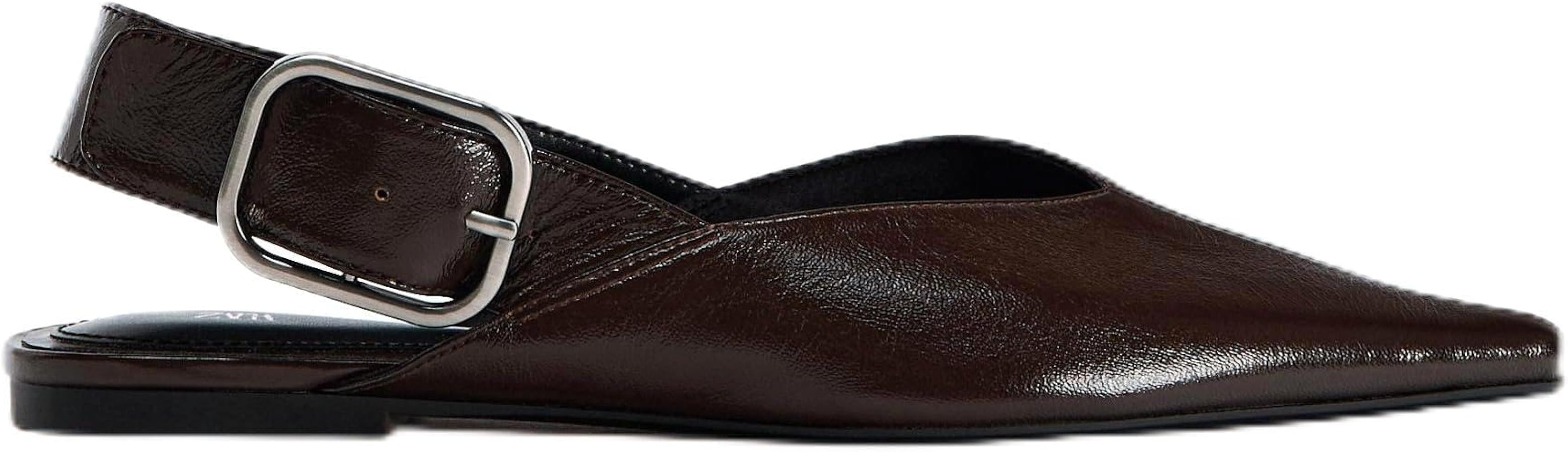 ETHSIETA Slingback Flat Shoes for Women Pointed Closed Toe Flat Mule Sandals Casual Comfortable O... | Amazon (US)