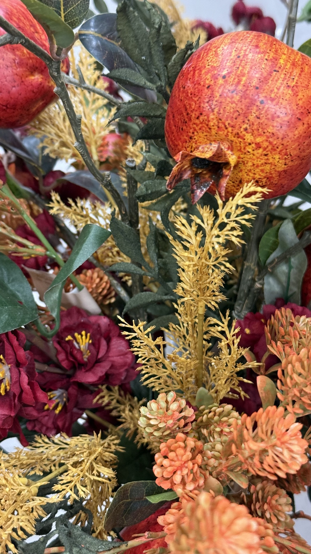 First arrangement:
Mustard stem (x3) brown, and yellow Heather $6.99
Cream mini Daisy (x4) $12.99
Brown, mini hydrangea (x3) $14.99
Orange berry (x3) $6.99

Second arrangement:
Orange peonies (x4) $9.99
Sage, green berry (x2) $4.99
Green mini hydrangea (x2) $14.99
Reed grass (x3) $9.99
Stem tige (x3) $4.99

Third arrangement:
Brown eucalyptus and leaves (x3) $14.99
Burgundy, lemon leaf (x2) $12.99
Yellow black eye, Susan (x3) $7.99
Burgundy berry (x3) $6.99
Pink mini hydrangea (x3) $12.99

Fourth arrangement:
Pomegranate grenade (x3) $19.99
Orange thistle (x2) $9.99
Brown and yellow Heather (x3) $6.99
Green thistle (x3) $7.99
Burgundy, cherry blossom (x3) $9.99

Fifth arrangement:
Toasted thistle (x2) $7.99
Green sedum (x3) $4.99
Cream mini Daisy (x4) $12.99
Blueberry (x2) $6.99
Orange tea leaves (x3) $9.99
Brown eucalyptus (x3) $12.99

#LTKHome #LTKU #LTKSeasonal