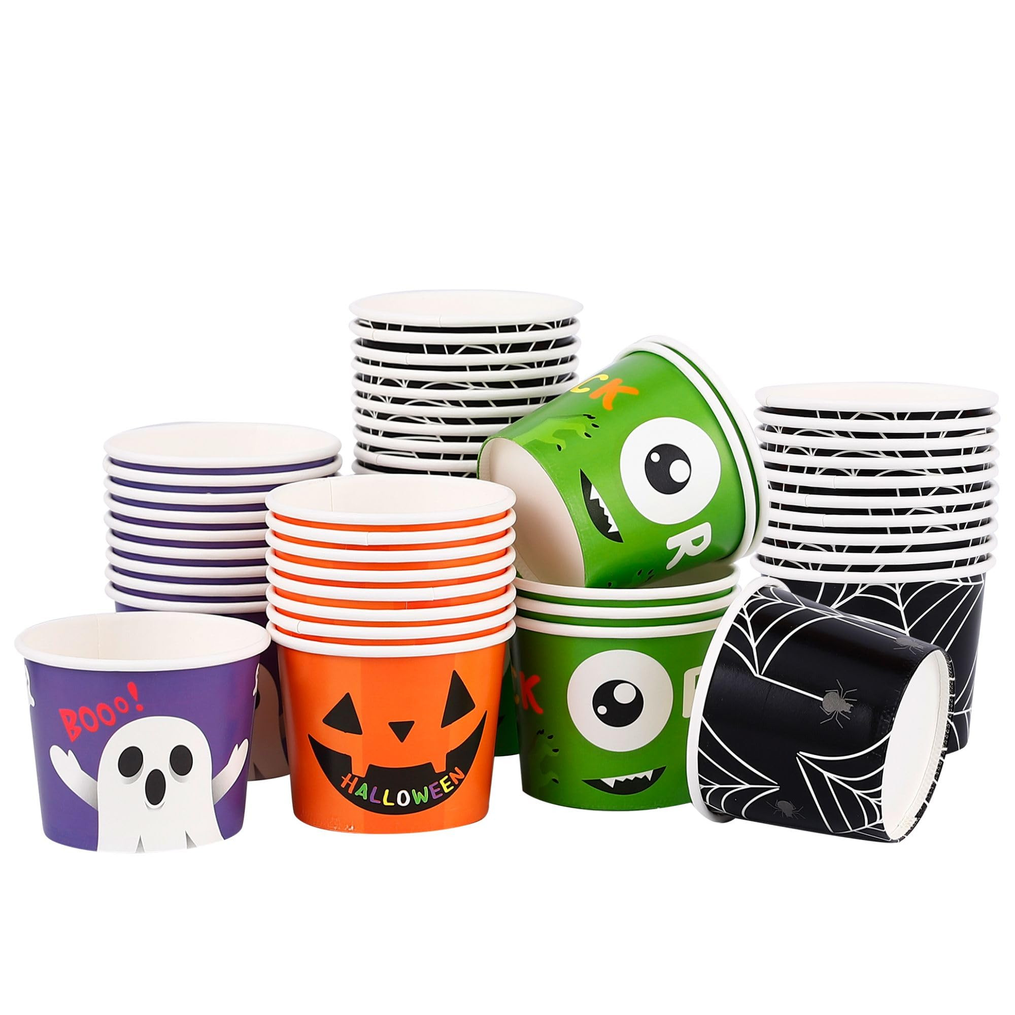 Winoo Design Halloween Treat Cups Disposable - 40 PK - 8oz Ice Cream Paper Cups Party Cups for Ha... | Amazon (US)