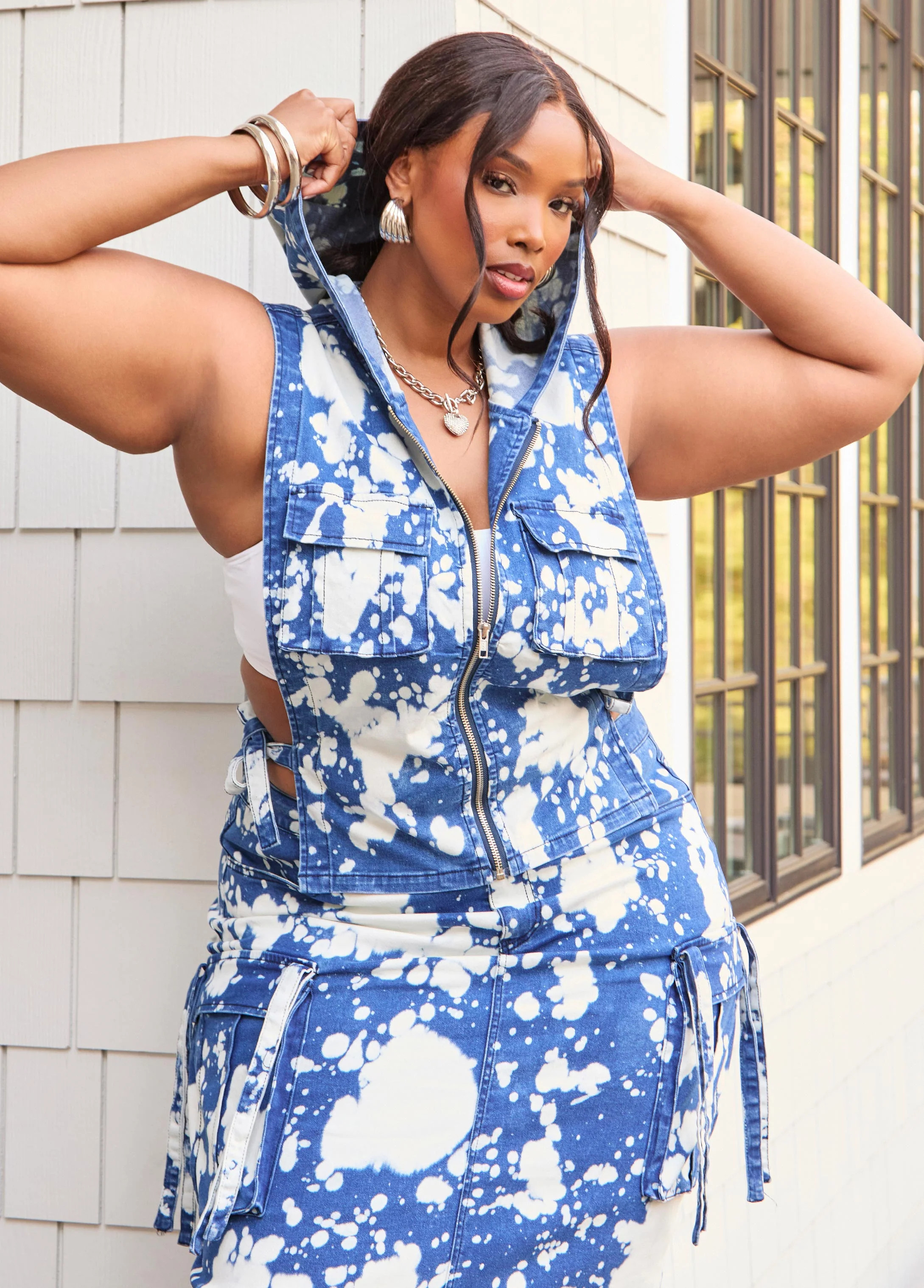 Bleach Denim Vest | Ashley Stewart