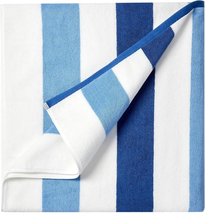Cotton Oversized Beach Towel - Extra Large 40"X70" Plush Thick Pool Towel, XL Fluffy Blue Beach T... | Amazon (US)