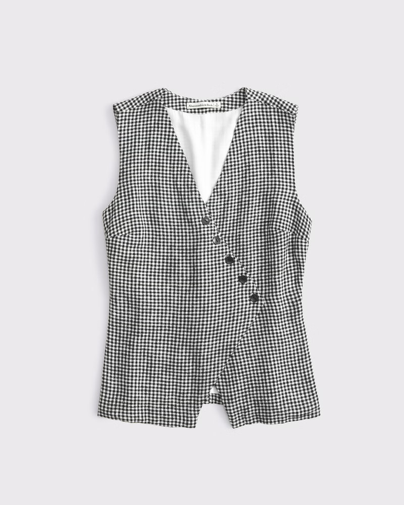 Asymmetrical Linen-Blend Vest | Abercrombie & Fitch (US)