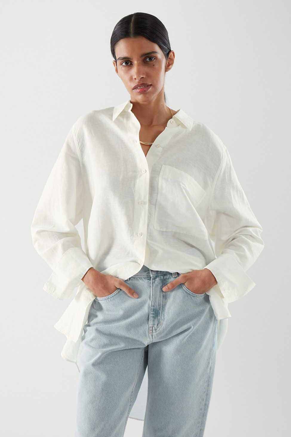 OVERSIZED LINEN SHIRT - White - COS | COS (US)