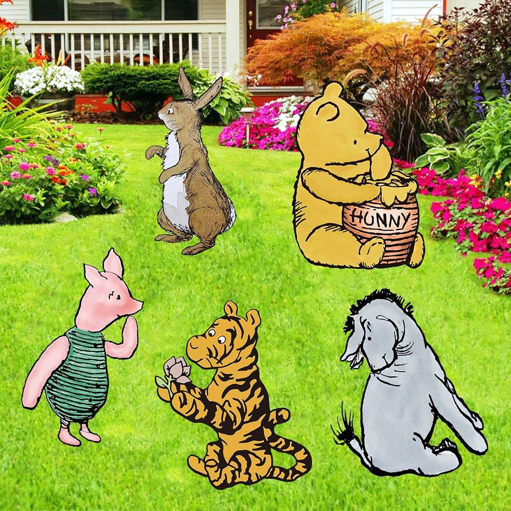 Classic Winnie The Pooh Party Supplies, 5PCS Yard Signs with Stakes, Outdoor Lawn Party Decor, Wi... | Amazon (US)