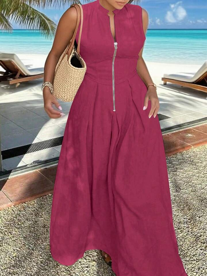 INAWLY Solva Plus Size Solid Color Elegant Dress, Suitable For Summer | SHEIN