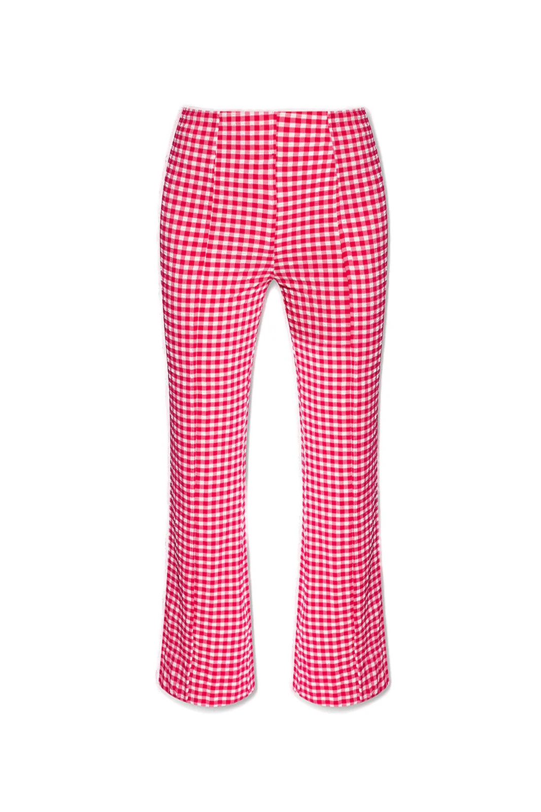 Ganni High-Waist Check-Printed Flared Trousers | Cettire Global