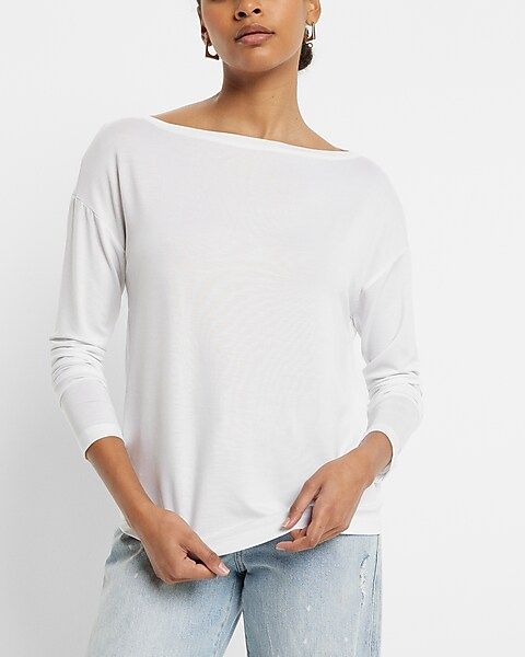 Supersoft Relaxed Bateau Neck Long Sleeve Tee | Express