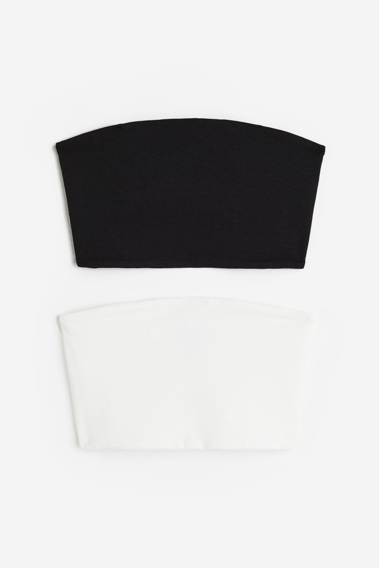 2-pack Crop Tube Tops - Sleeveless - Crop - White/black - Ladies | H&M US | H&M (US + CA)