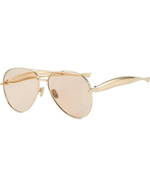 Oversized Aviator Sunglasses For Women 70s Retro 2025 Metal Shades with Gold Streamline Arms | Amazon (US)
