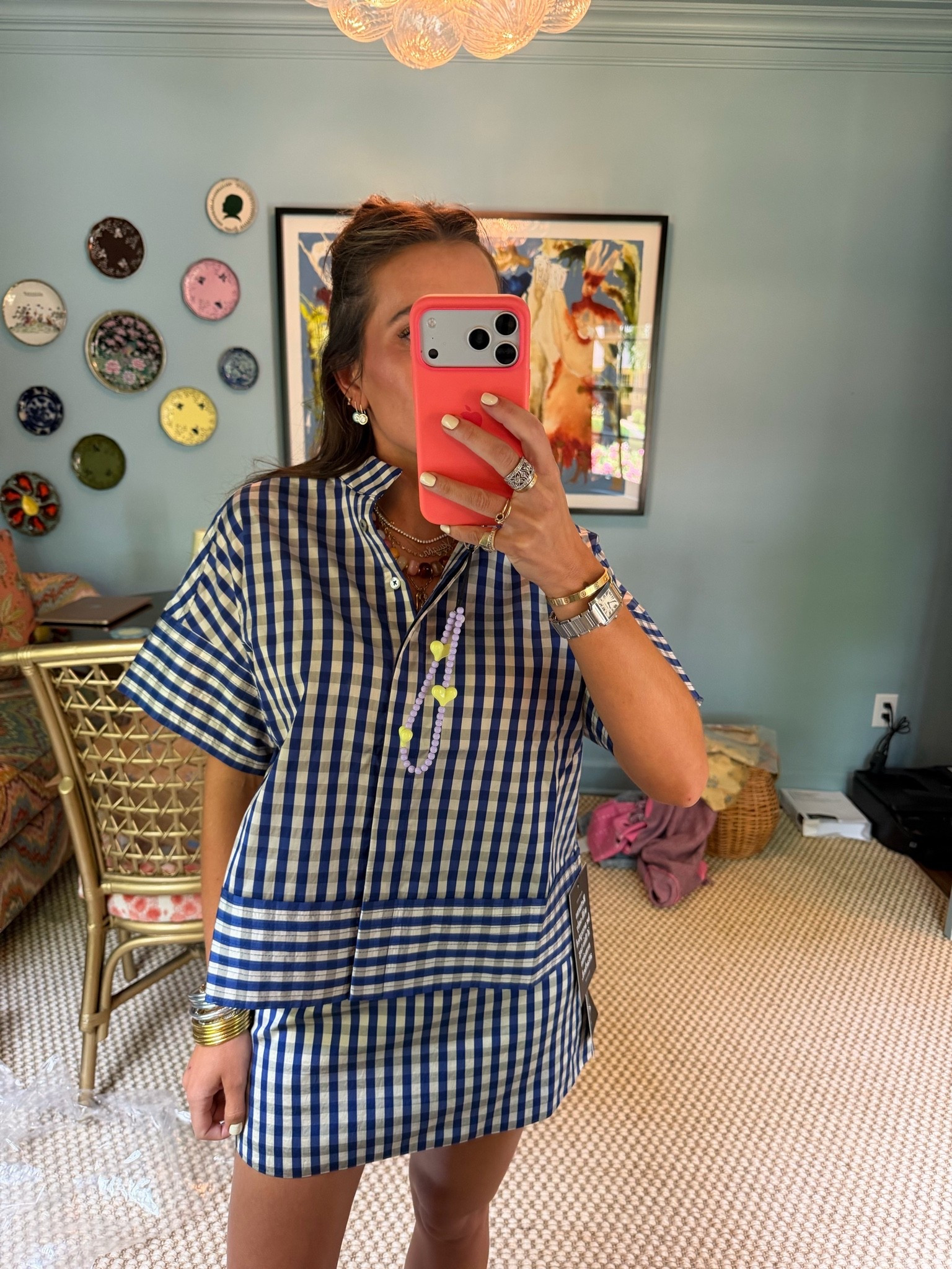 Cutest blue & white gingham set for GAME DAY 🏈💙😸