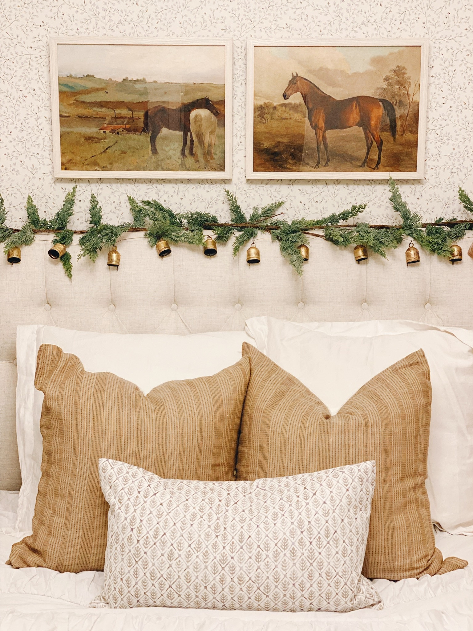 Girls room, holiday bedroom decor, holiday home decor, Christmas garland, antique bells #girlsroominspo #holidayhomedecor

#LTKHoliday #LTKhome #LTKstyletip