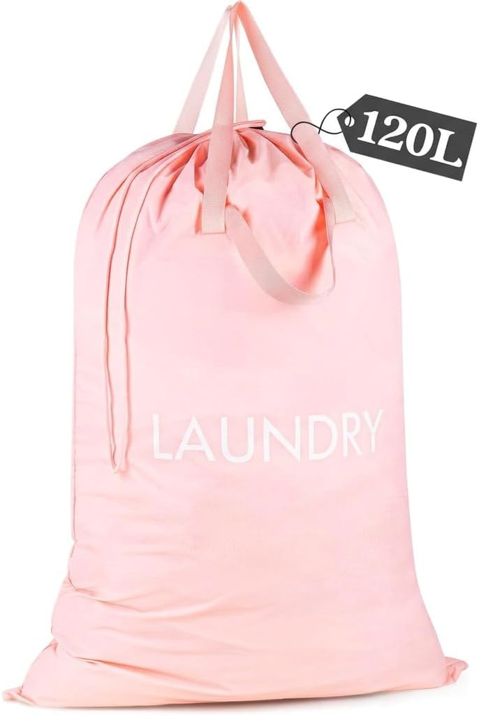 MissBoy 120L Heavy Duty Nylon Laundry Bag with Shoulder Handles, Tear-Resistant & Splash-Proof Di... | Amazon (US)
