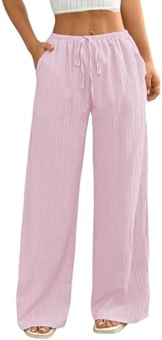 MakeMeChic Women's Casual Wide Leg Pants Summer Beach Palazzo Pants | Amazon (US)
