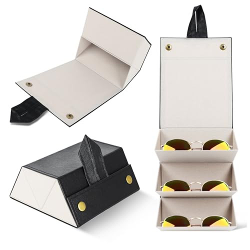 Ticacos Travel Sunglasses Organizer with 3 Slots, Sunglasses Travel Case for Multiple Pairs, Larger Storage Space Organizer for Women, Men | Amazon (US)