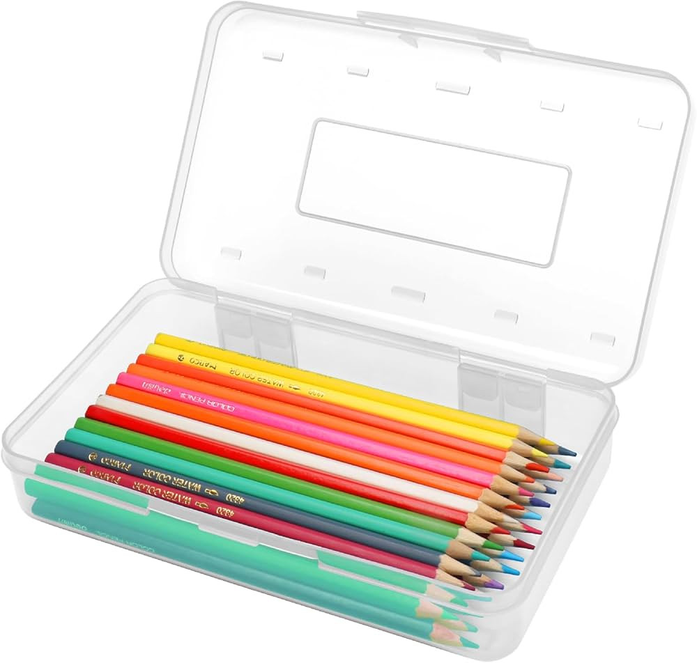 Plastic Translucent Pencil Box,Pencil Cases with Snap-Tight Lid for Pens, Pencils, School Supplie... | Amazon (US)