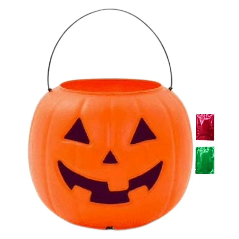 Halloween Buckets For Trick Or Treat 8 Inch,Plastic Orange Pumpkin Pail For Trick Or Treating Par... | Walmart (US)