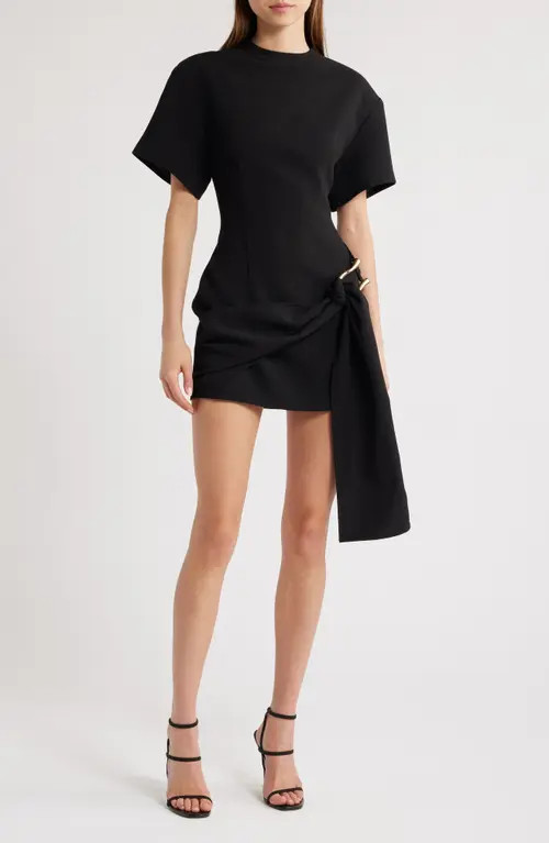 LIONESS Martini Draped Belt Minidress in Onyx at Nordstrom, Size X-Small | Nordstrom