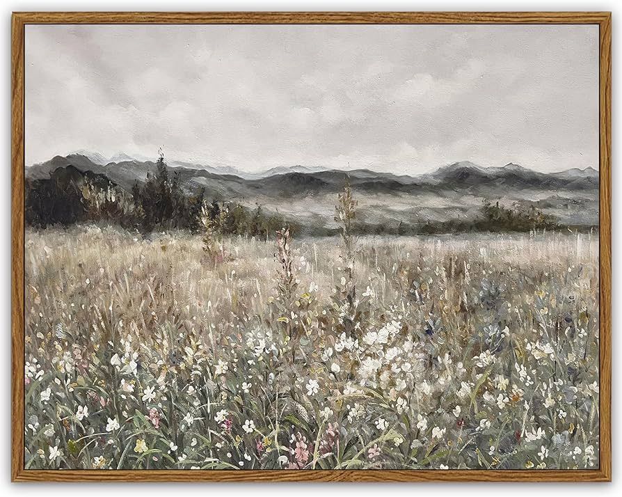 SHENIFY 11"x14" Framed Landscape Canvas Wall Art Vintage Classical Prints Flower Field Room Decor... | Amazon (US)