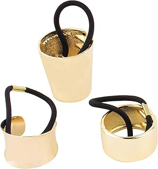 Framendino, 3 Pack Ponytail Hair Ties Elastic Hair Holder Metal Circle Hair Cuff Hair Clips Headw... | Amazon (US)