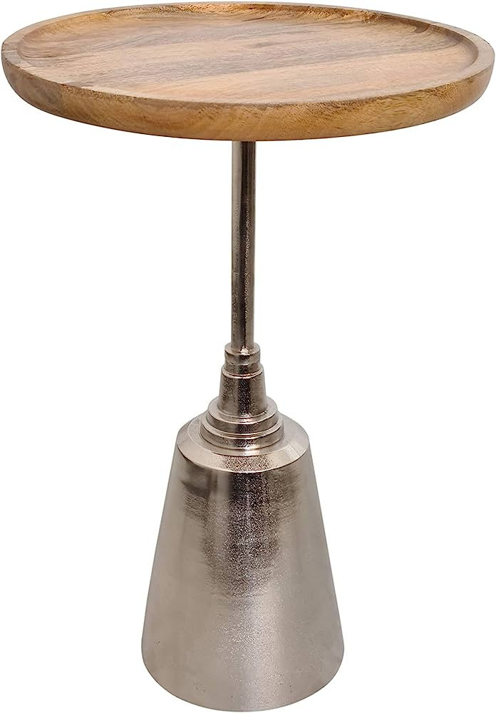 Star Life Acacia Wood on Antique Nickel Accent Table | 15 x 15 x 22 inches | Amazon (US)