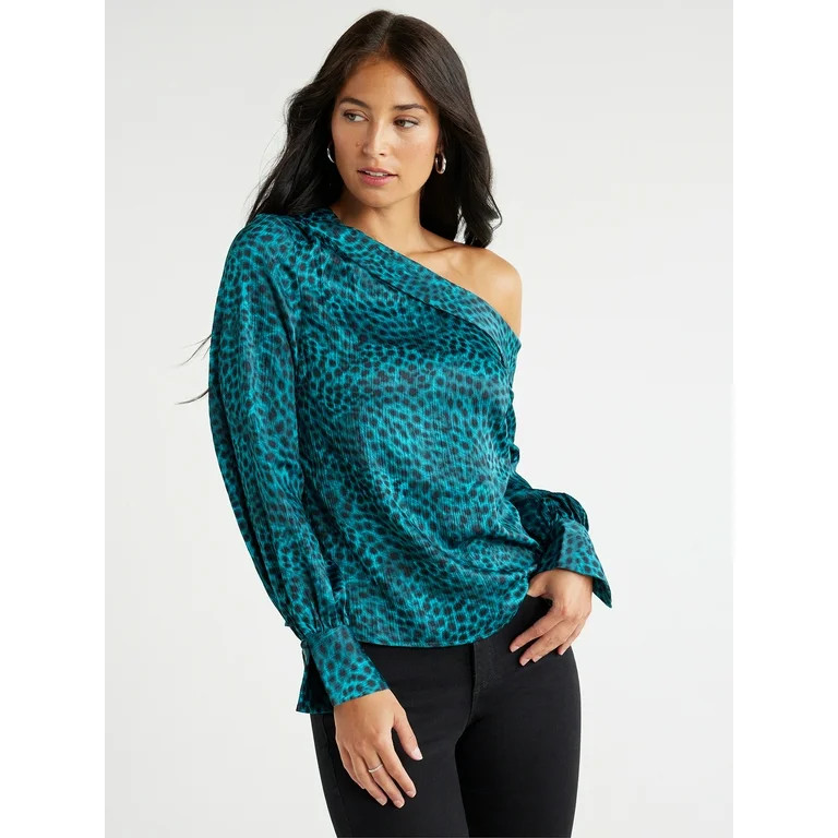 Sofia Jeans Women's One Shoulder Textured Blouse, Sizes XS-3XL | Walmart (US)
