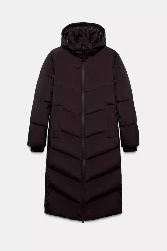 LONG WATER REPELLENT WINDPROOF HOODED DOWN JACKET | Zara Canada