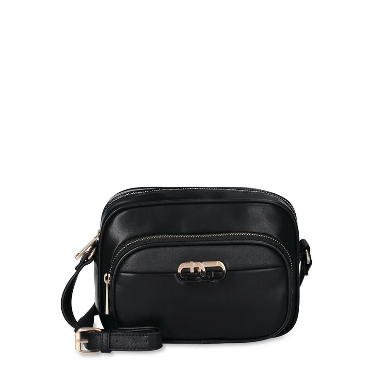 Time and Tru Women's Dorian Camera Crossbody Handbag, Black | Walmart (US)