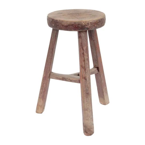 Lily's Living Round Vintage Stool, Weathered Natural Wood Finish (Size & Finish Vary) - 9'6" x 12... | Bed Bath & Beyond