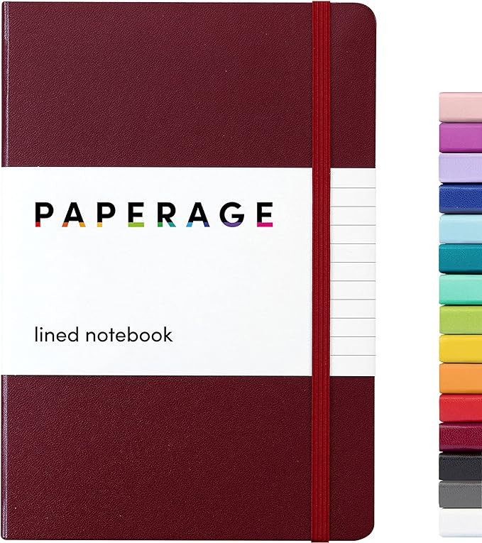 PAPERAGE Lined Journal Notebook, (Burgundy), 160 Pages, Medium 5.7 inches x 8 inches - 100 GSM Th... | Amazon (US)