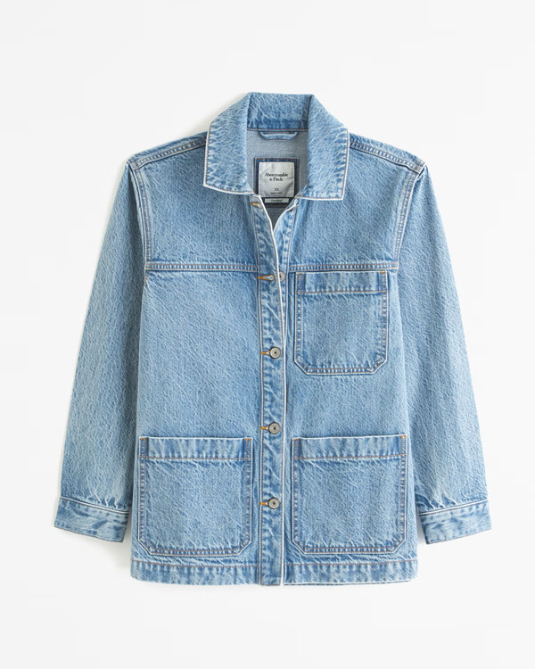 Drapey Denim Shirt Jacket | Abercrombie & Fitch (US)