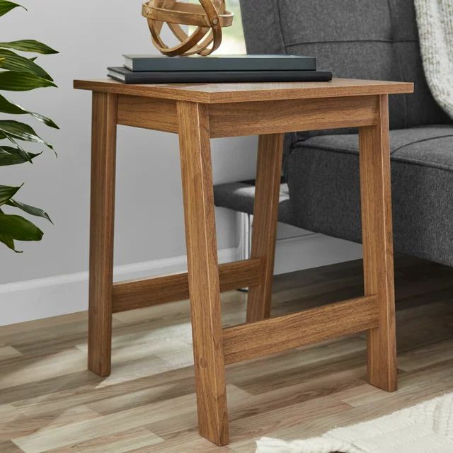 Mainstays Small Square Wood Side Table, Walnut Finish | Walmart (US)