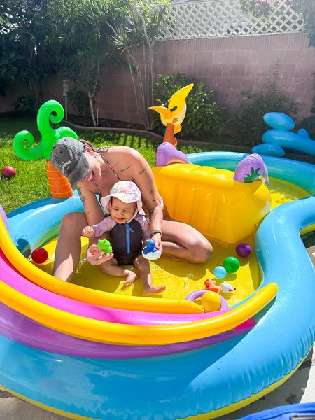 Your baby/toddler will love it this summer! She’s not a big fan of the side water splash quite yet but she def loved the Dino Hoops and the ball toss! Perfect summer 2023 water play center / PS. You will need the electric air pump! 

#LTKfamily #LTKSeasonal #LTKbaby