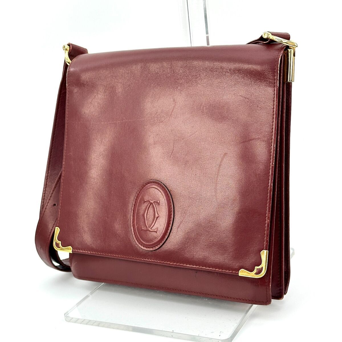 Cartier Leather Shoulder Bag Crossbody Bag Bordeaux Authentic #0285  | eBay | eBay US