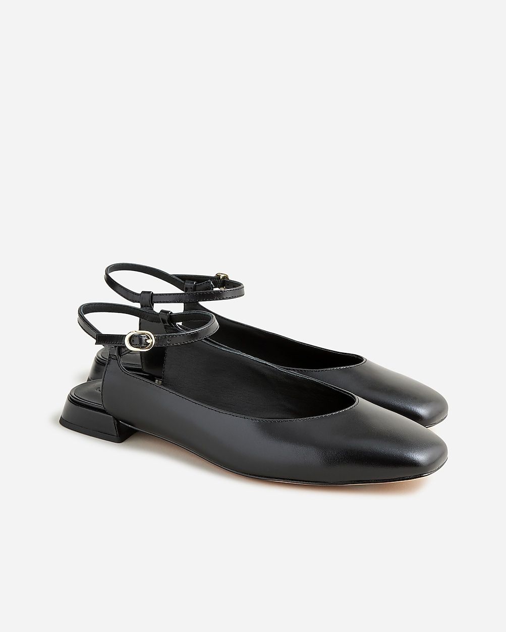 Ankle-strap flats in leather | J.Crew US