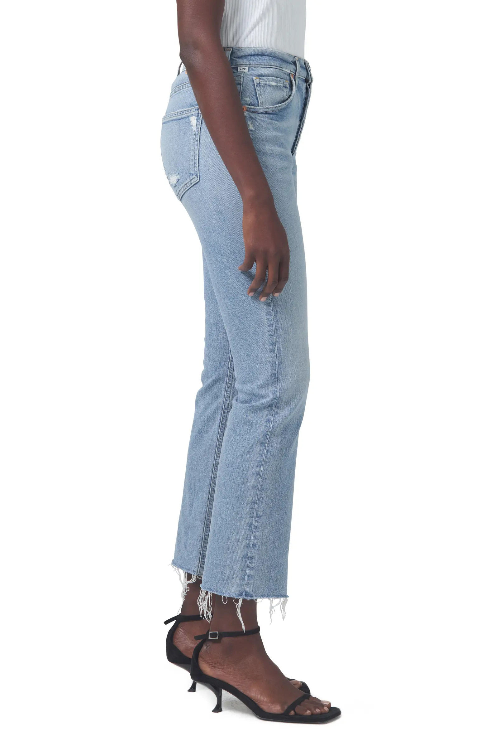 Isola High Waist Fray Hem Crop Bootcut Jeans | Nordstrom