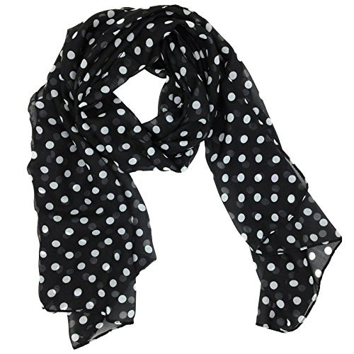 Fashionable Polka Dots Soft Chiffon Scarf - Black | Amazon (US)