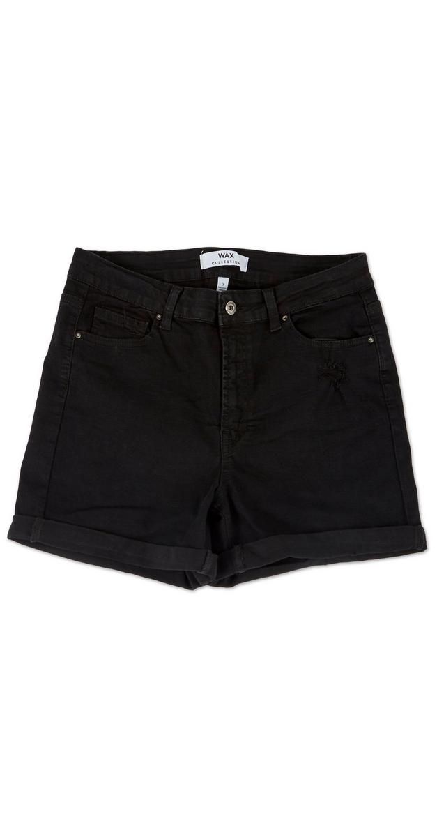 Juniors Plus Cuffed Hem Denim Shorts - Black-Black-1654764774401   | Burkes Outlet | bealls