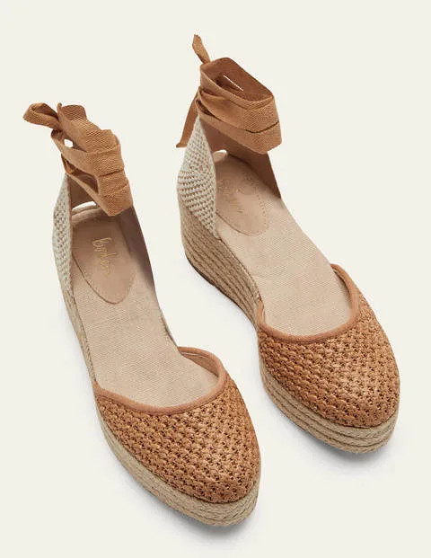 High Espadrille Wedges - Tan Woven | Boden US | Boden (US)