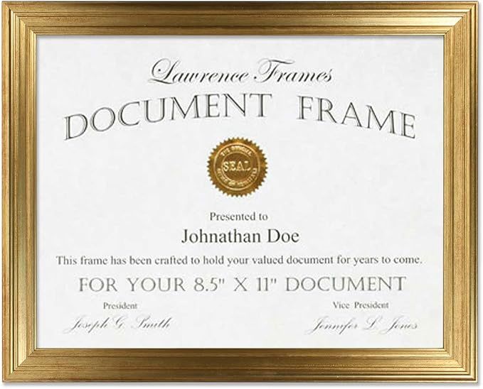 Lawrence Frames 536281 8.5x11 Sutter Burnished Gold Picture Frame | Amazon (US)