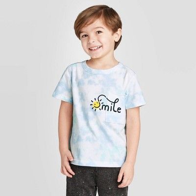 Toddler Boys' Short Sleeve Tie-Dye Smile Pocket Graphic T-Shirt - art class™ White | Target